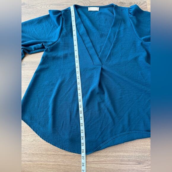 NWT Altar’d State Loose Fit V-Neck Balloon Sleeve Peasant Top Teal Size Medium - Picture 10 of 10